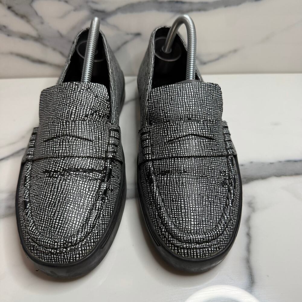 Rag & Bone Women's Black White Crosshatch Leather Colby Loafers Sz 7.5 Classic - Picture 2 of 7